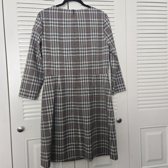 THEORY Kamillina Checked Wool-blend Mini Dress Size 12 - Picture 4 of 9